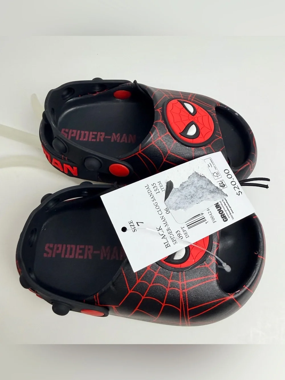 Spider-Man Kids Black and Red Webbed Clog Sandals